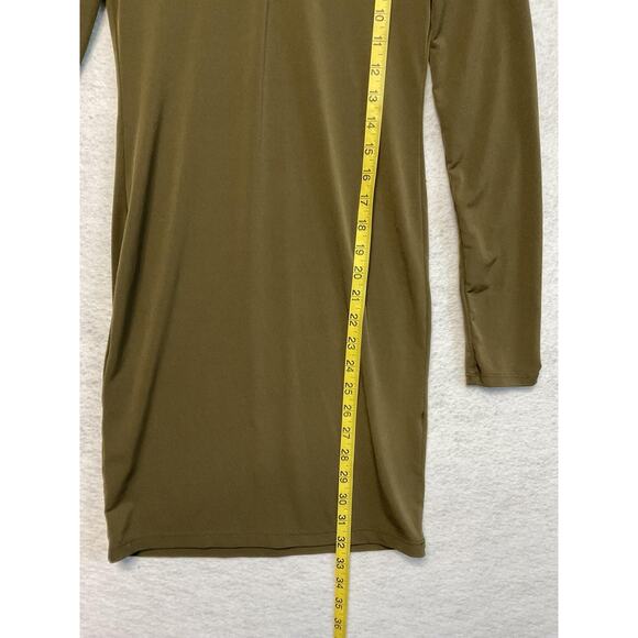 Forever 21 Dress Womens Small Olive Green Long Sleeve Lace Up V Neck Bodycon - Picture 6 of 8